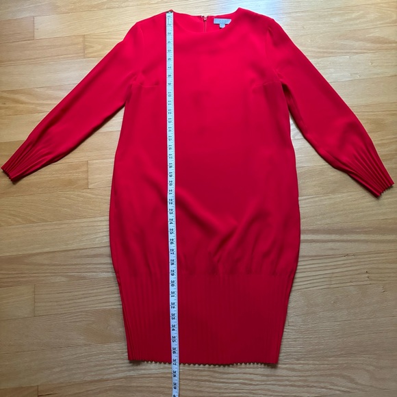 COS long sleeve red dress with pleated hem - Picture 8 of 9